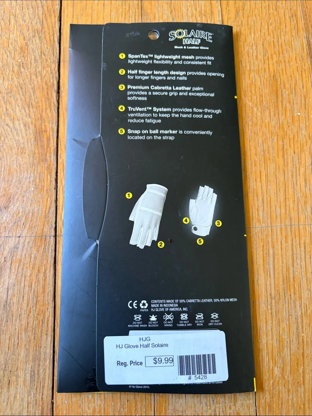 Solaire White Ladies Half Mesh & Leather Golf Glove - Left